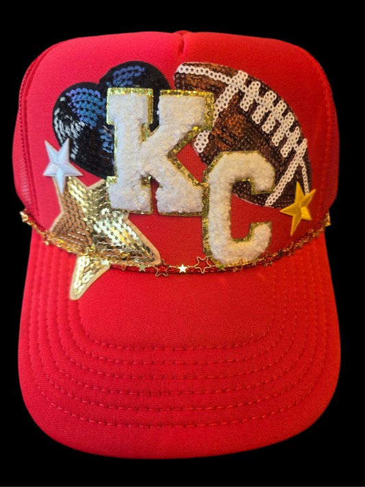 KC Red Sequin Trucker