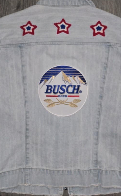 Busch Beer Light Wash Denim Patch Jean Jacket