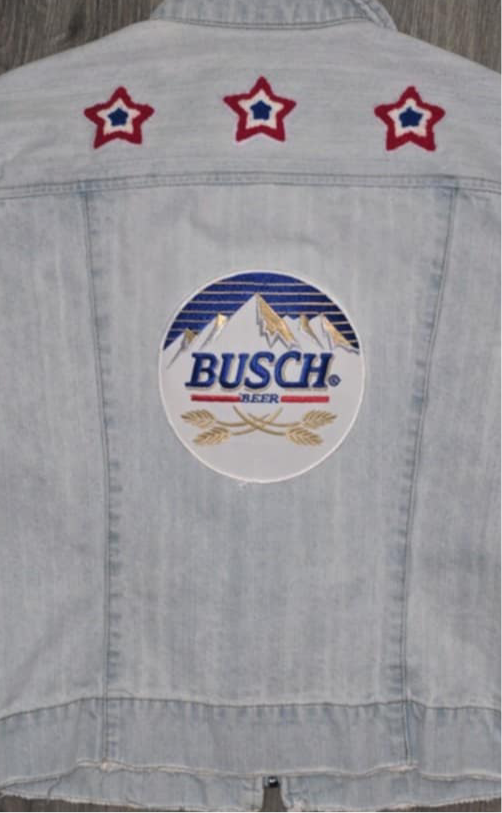 Busch Beer Light Wash Denim Patch Jean Jacket