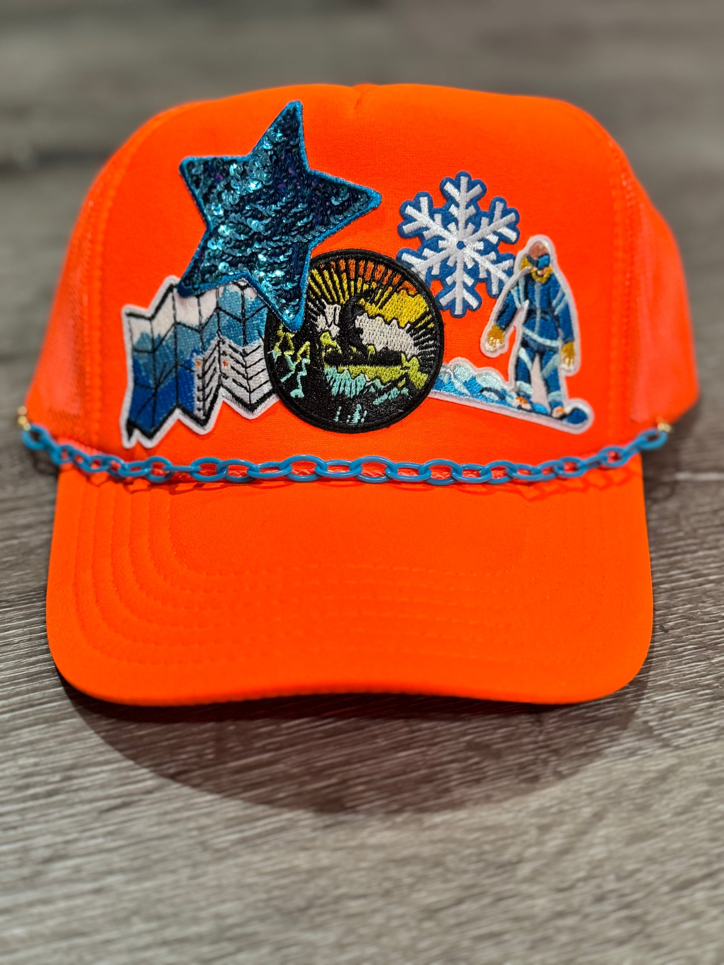 Snowboarding Life Neon Orange Trucker Hat