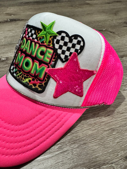 Dance Mom Bling Neon Pink Trucker Hat