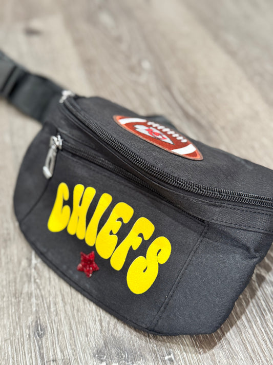 KC Chiefs Black Canvas Fanny Pack Bag