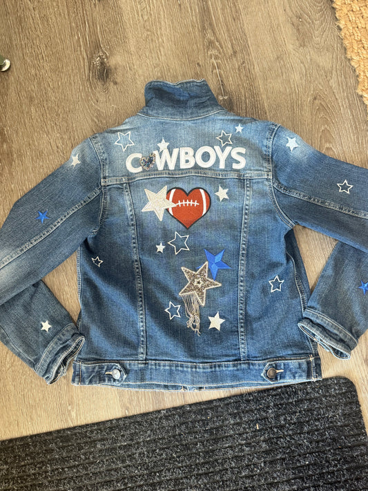 Dallas Cowboys Football Bling Jean Jacket, L Girls
