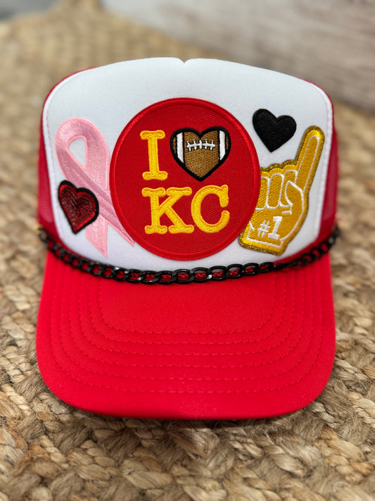 I Love KC Breast Cancer Awareness Trucker Hat