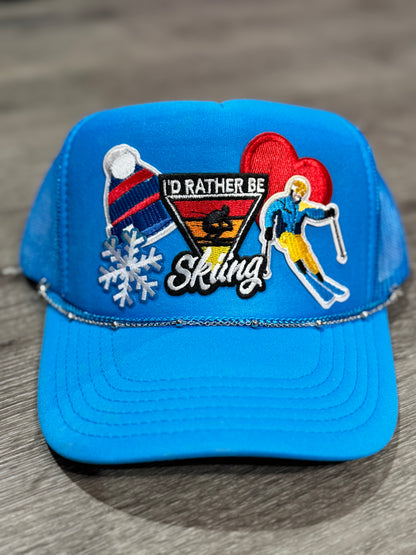 I’d Rather Be Skiing Snow Skiing Trucker Hat