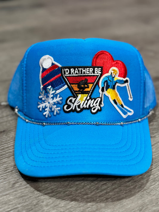 I’d Rather Be Skiing Snow Skiing Trucker Hat
