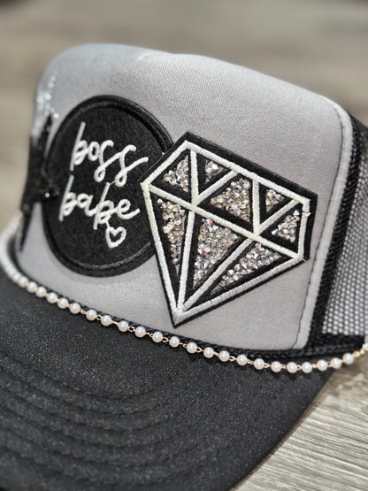 Boss Babe Rhinestone & Diamond Trucker Hat