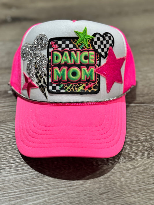 Dance Mom Bling Neon Pink Trucker Hat