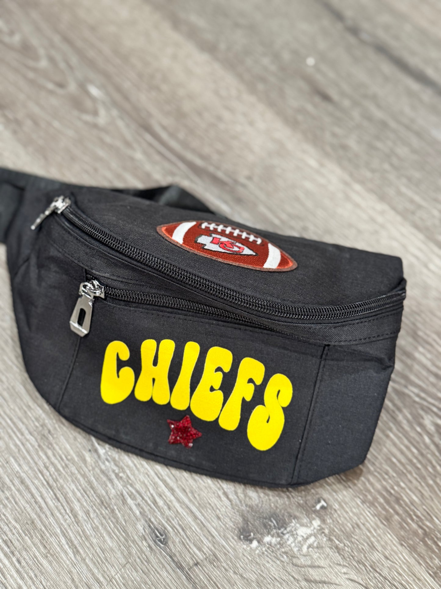 KC Chiefs Black Canvas Fanny Pack Bag