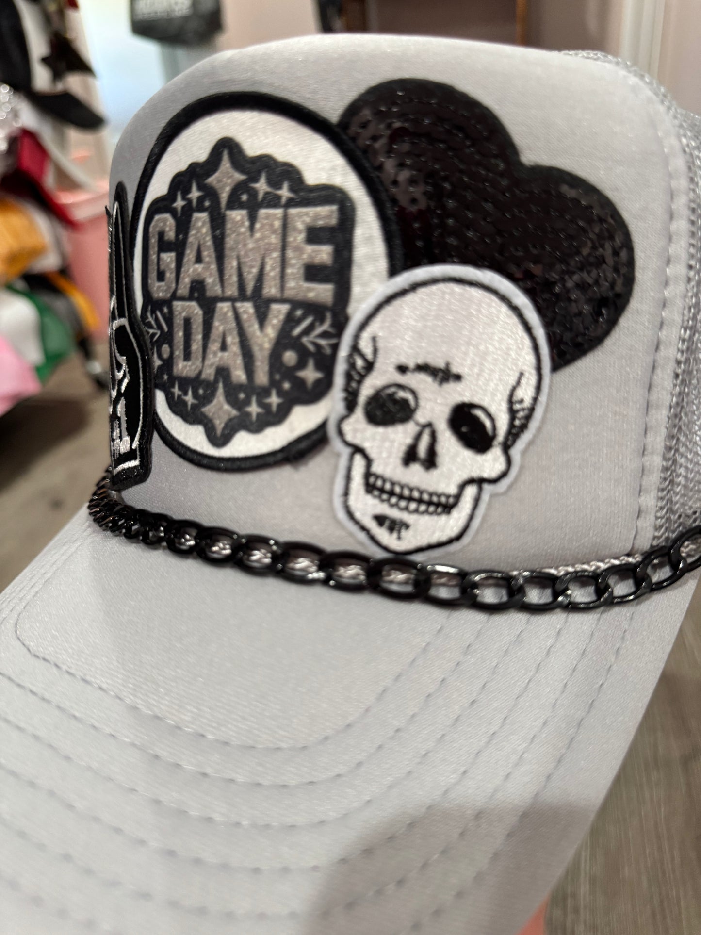 Raiders Game Day Black & Silver Trucker Hat