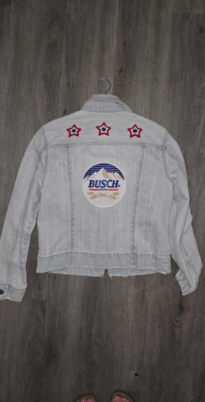Busch Beer Light Wash Denim Patch Jean Jacket