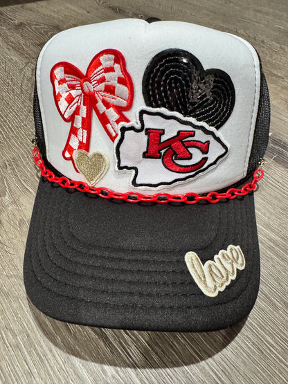 KC Chiefs Arrowhead Red Checkered Bow Trucker Hat