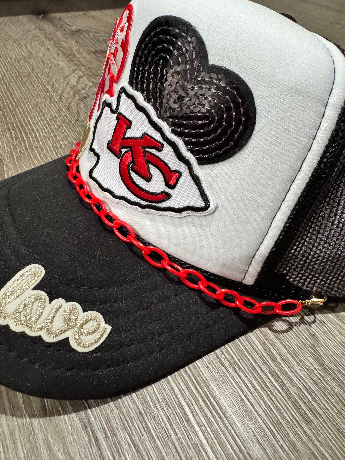KC Chiefs Arrowhead Red Checkered Bow Trucker Hat