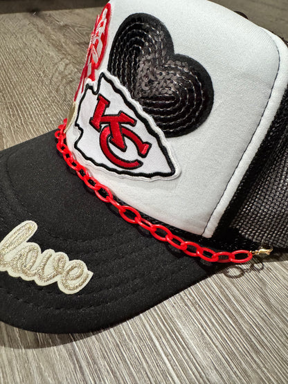 KC Chiefs Arrowhead Red Checkered Bow Trucker Hat