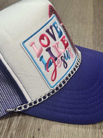 Love Like Jesus Purple & White Trucker Hat