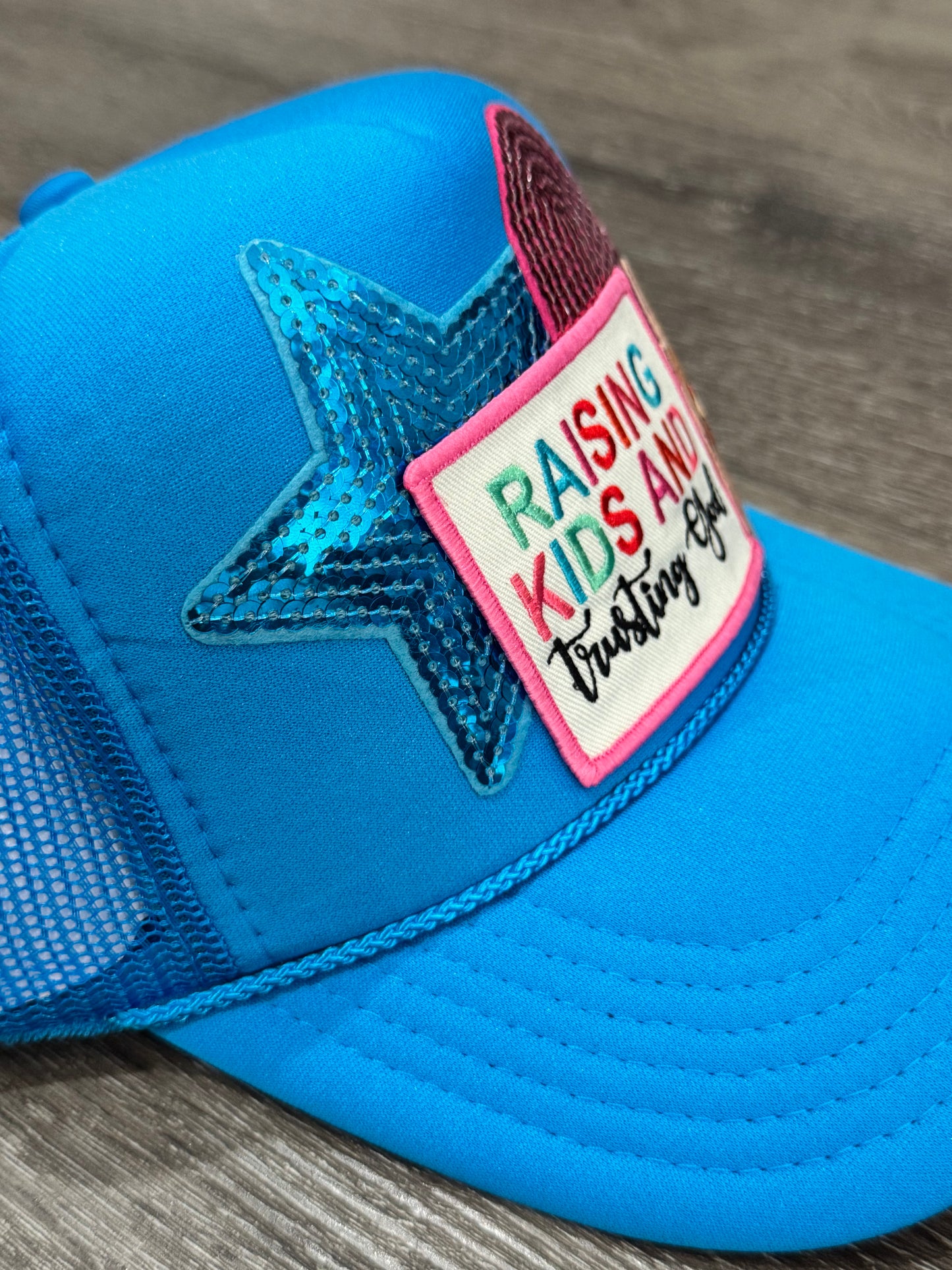 Raising Kids & Trusting God Christian Trucker Hat