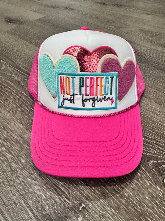 Not Perfect, Just Forgiven Bright Christian Faith Trucker Hat