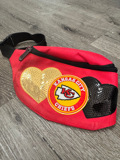 Kansas City Chiefs Hearts Canvas Fanny Pack Bag