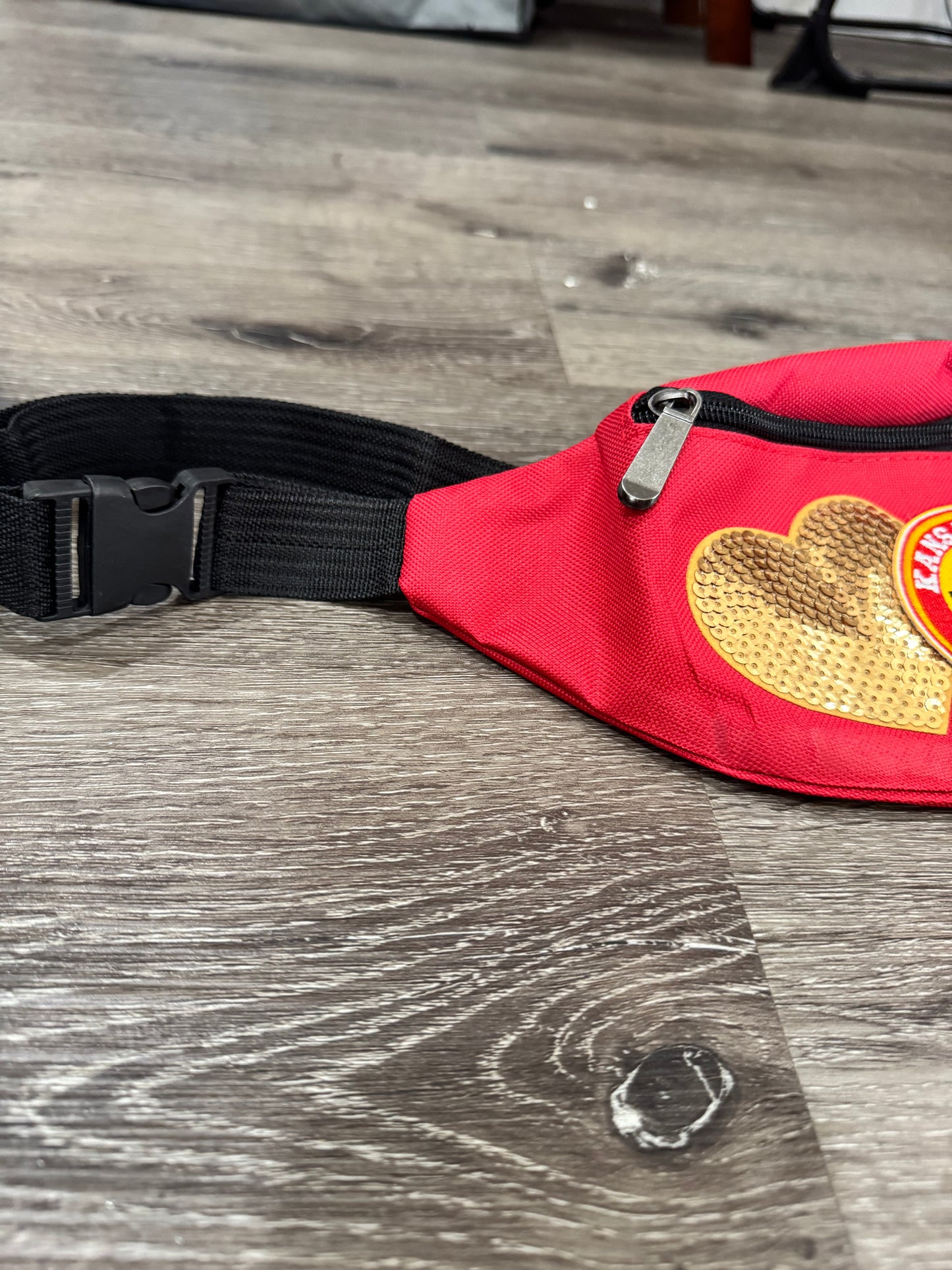 Kansas City Chiefs Hearts Canvas Fanny Pack Bag