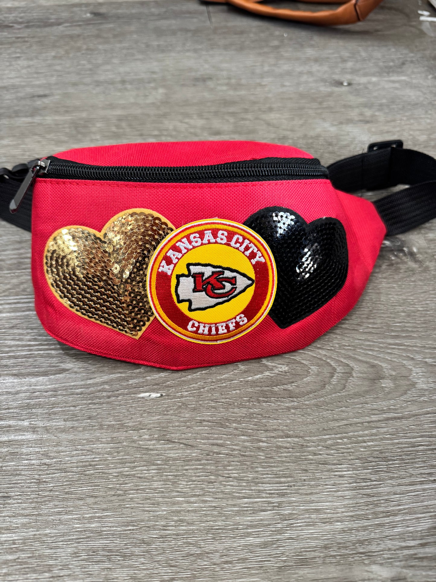 Kansas City Chiefs Hearts Canvas Fanny Pack Bag