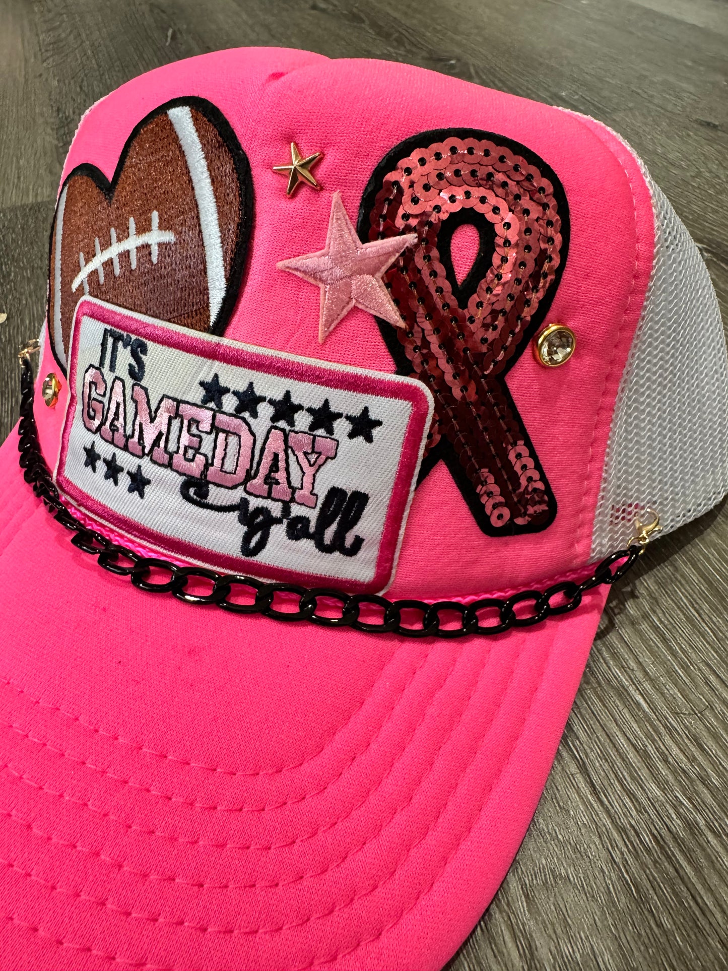 It’s Gameday Y’all Breast Cancer Awareness Pink & White Trucker Hat