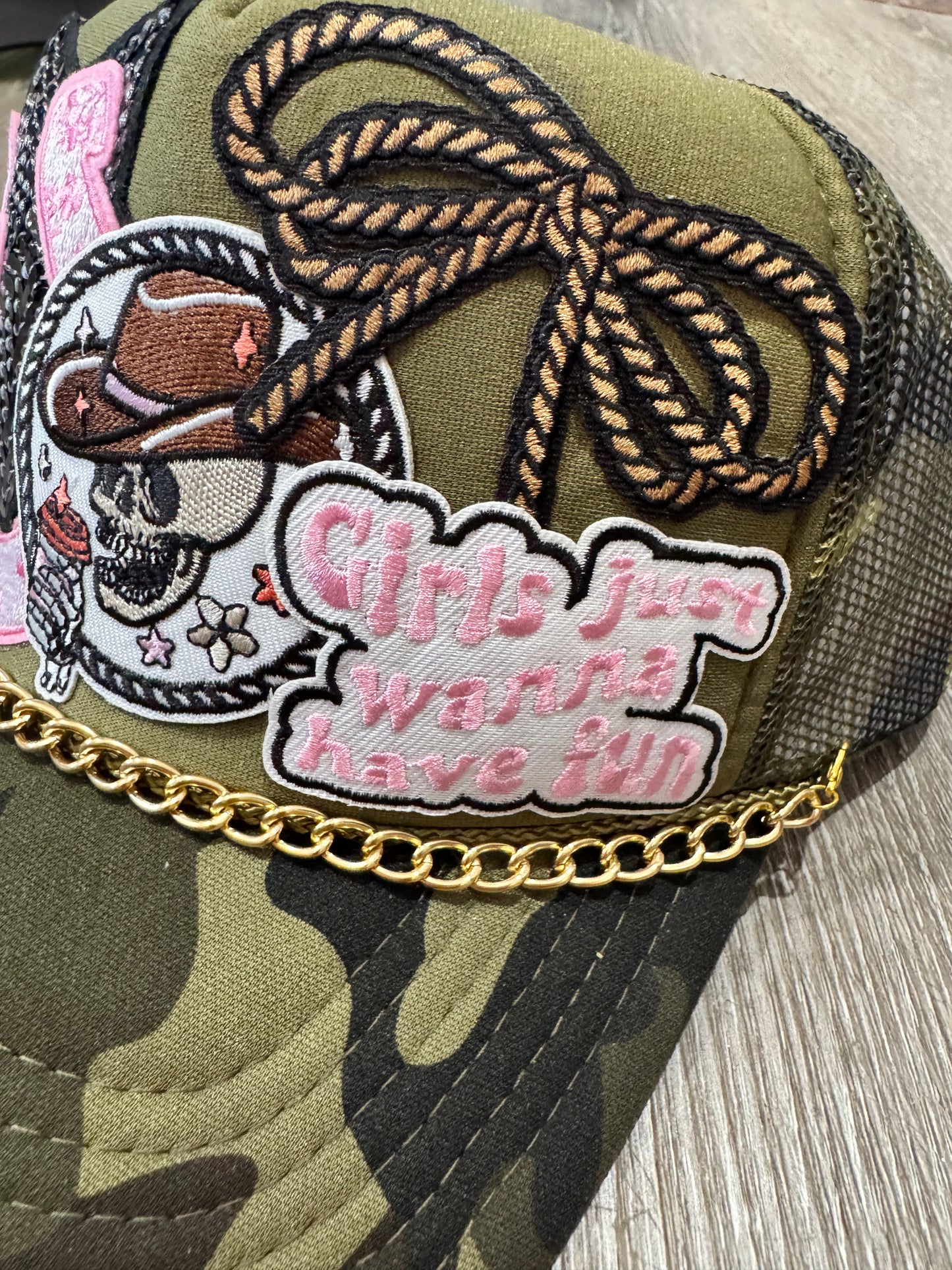 Girls Just Want to Have Fun Cowgirl Patch Trucker Hat