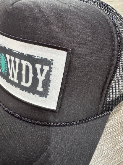 Howdy Turquoise & Black Patch Trucker Hat