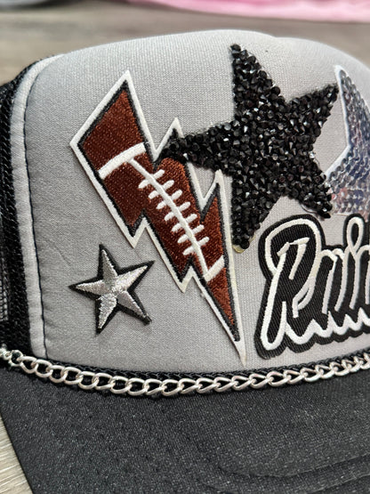 Raiders Lightening Bolt Football Trucker Hat