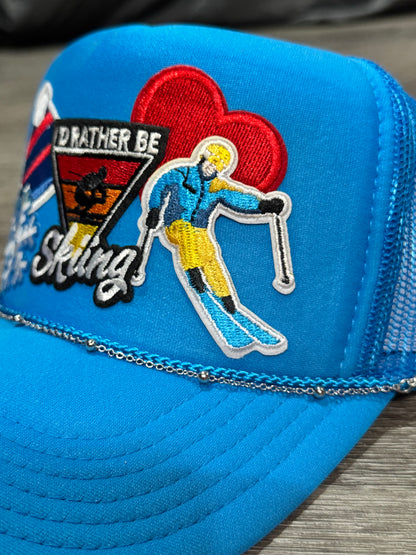 I’d Rather Be Skiing Snow Skiing Trucker Hat