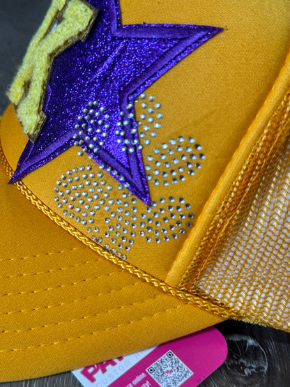 Kearney Bulldogs Purple Star and Sequin Football K Trucker Hat