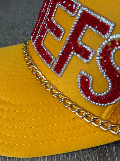 KC Chiefs Rhinestone Red Letters Trucker Hat