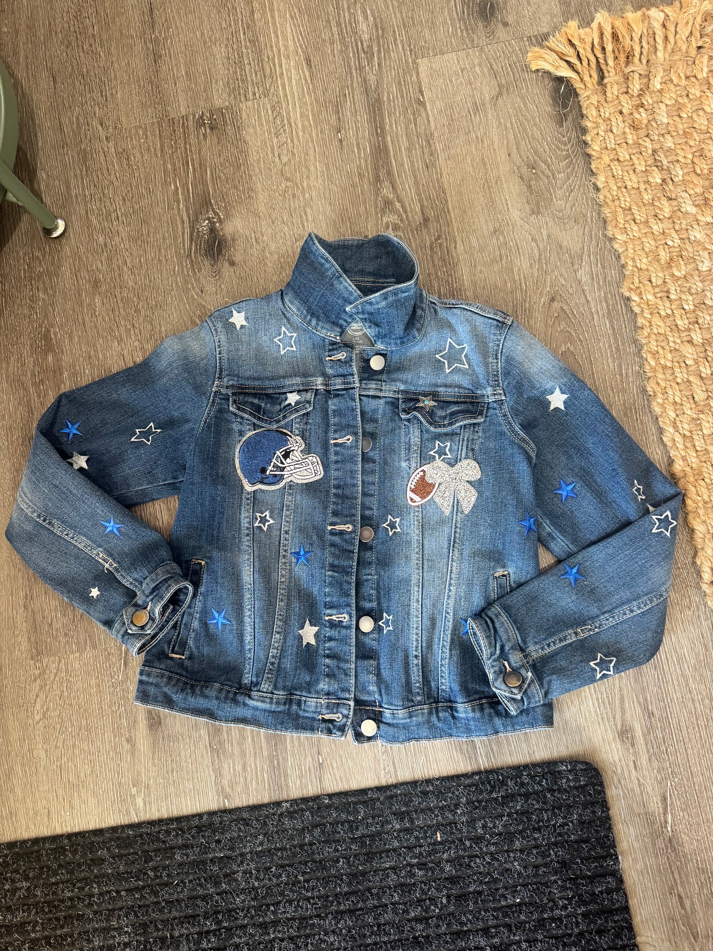 Dallas Cowboys Football Bling Jean Jacket, L Girls
