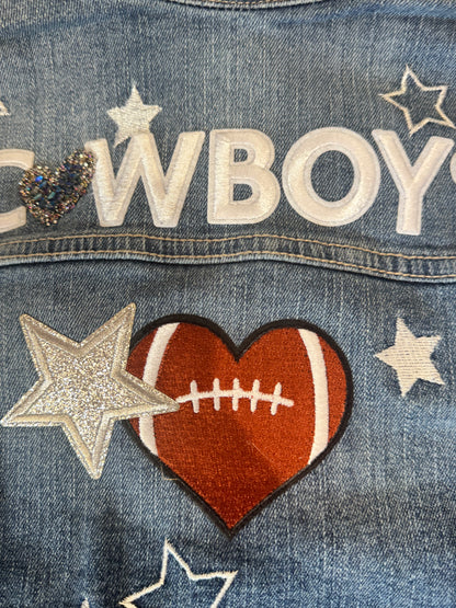 Dallas Cowboys Football Bling Jean Jacket, L Girls