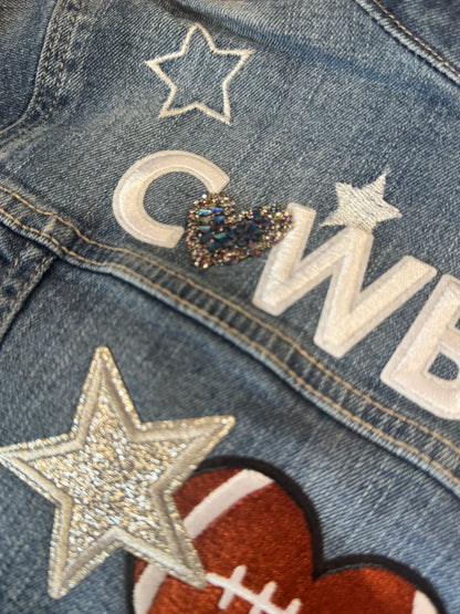 Dallas Cowboys Football Bling Jean Jacket, L Girls