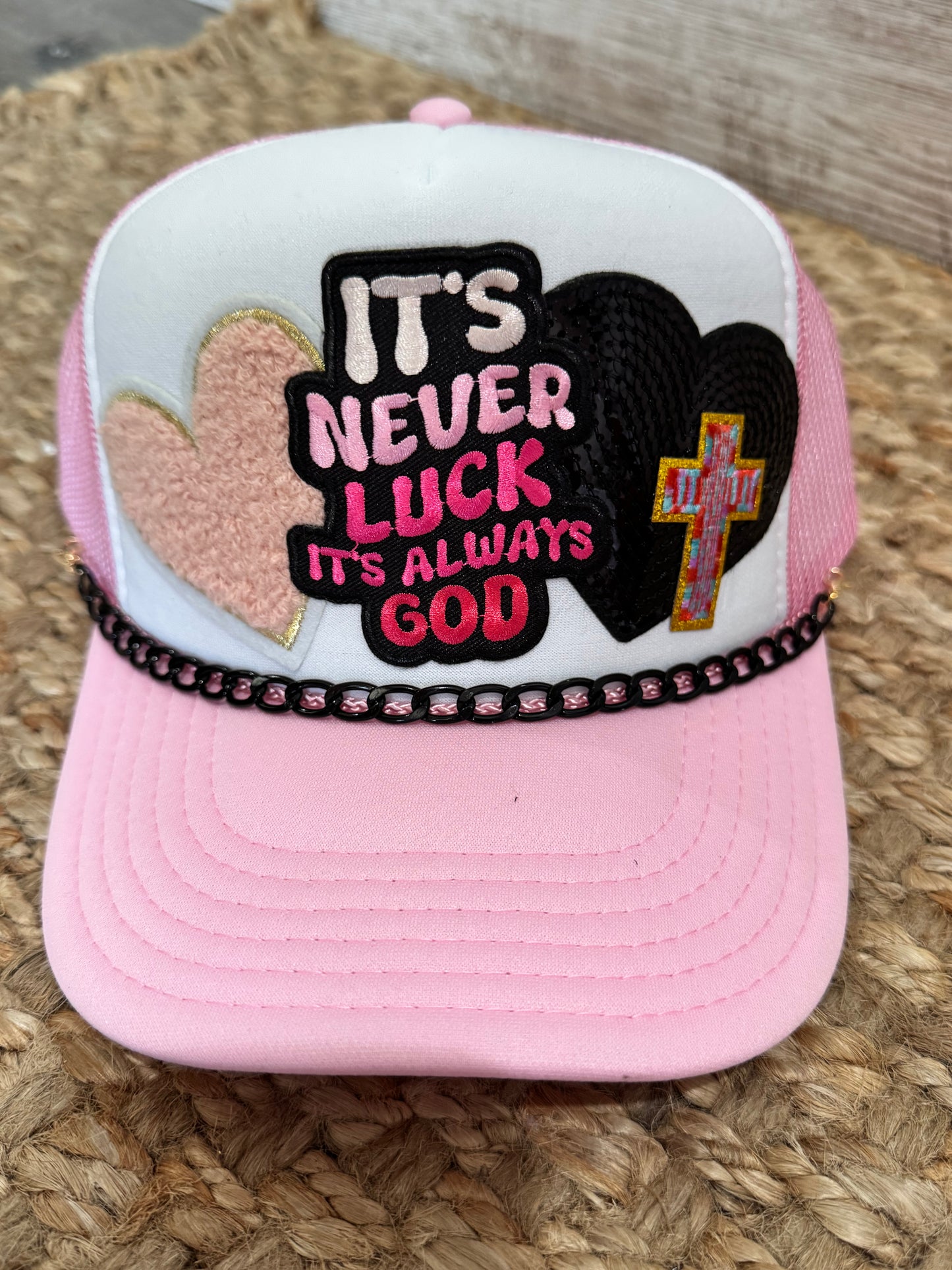 It’s Never Luck It’s Always God Christian Trucker Hat