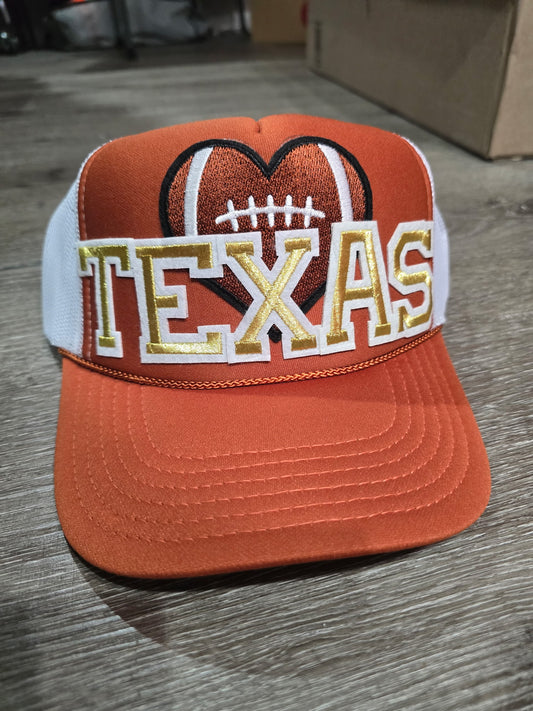 Texas Longhorns Football Heart Football Trucker Hat