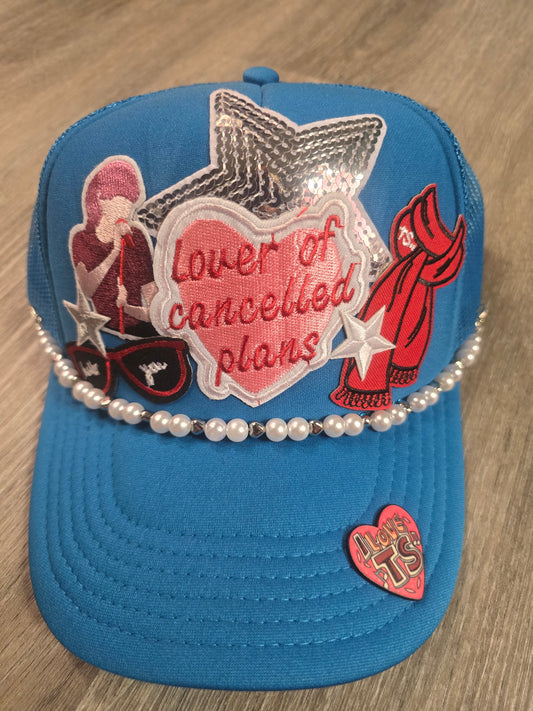 Teal Trucker Hat with Taylor Swift Patches