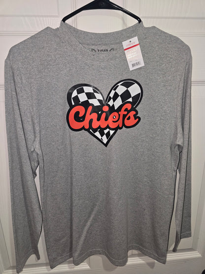 Chiefs checkered Heart TShirts