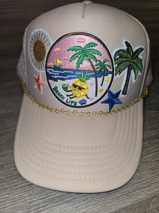 Beach Please Khaki Trucker Hat