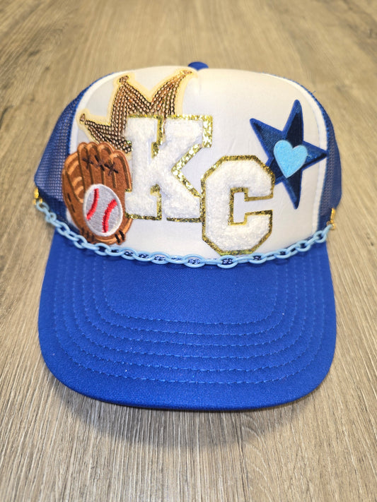 KC Royals Baseball Glove Royal Blue & White Trucker Hat