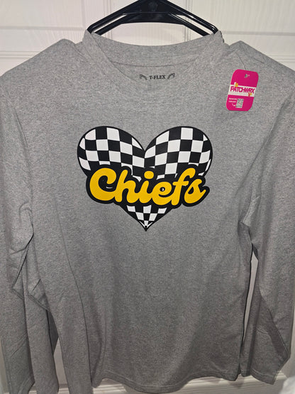 Chiefs checkered Heart TShirts