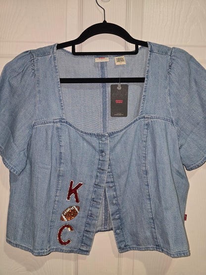 Levis Chiefs Cropped Shirt, Women’s Large